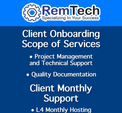 Client onboarding scope of services includes: A. Project Management and Technical support provided to execute the following: Experienced information technology resources, and engineering team for the engagement as business and project requirements dictate. Implementation of Project Playbook covering all required tasks, activities, and milestones. Loading of all master data / SKU’s into the new systems, [&hellip;]
